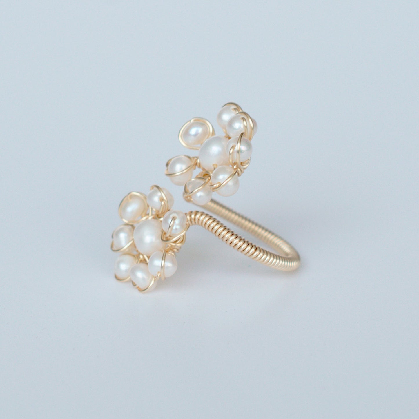Anillo Doble Flor Perlas